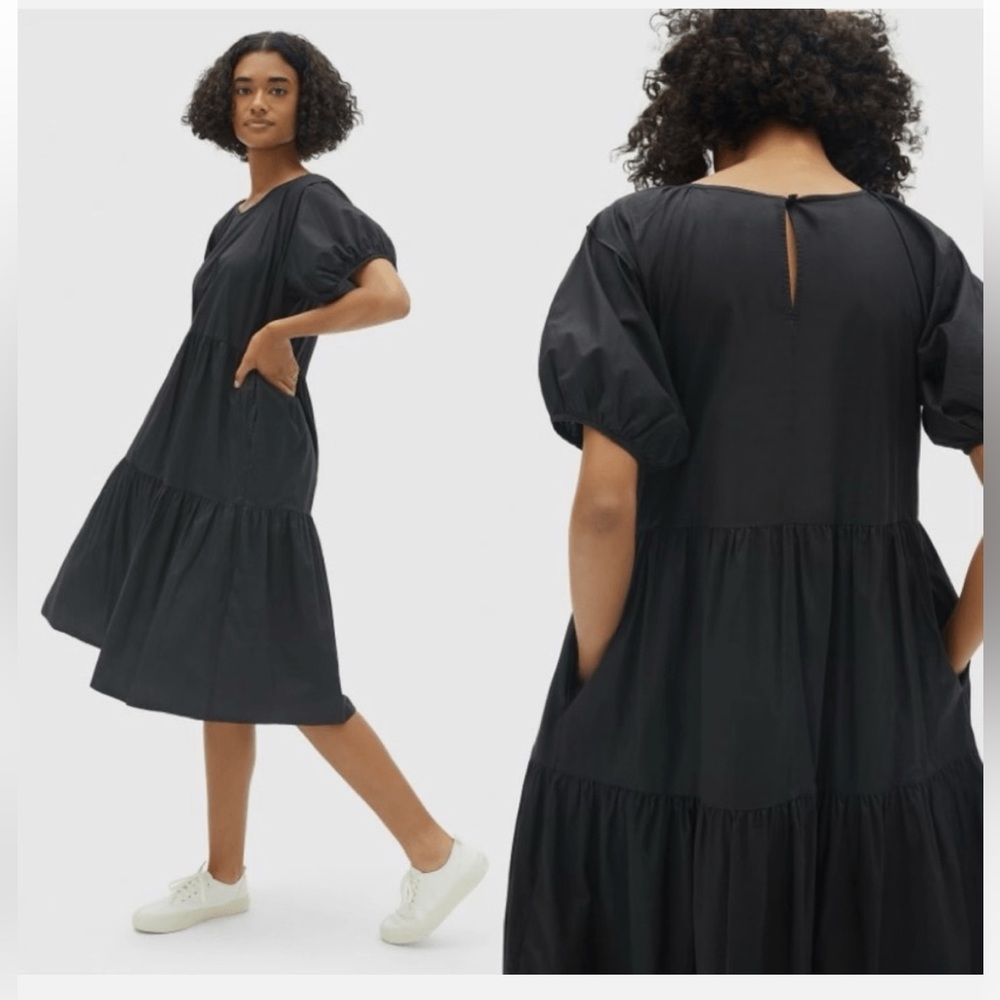 Everlane Black puff sleeve Dress